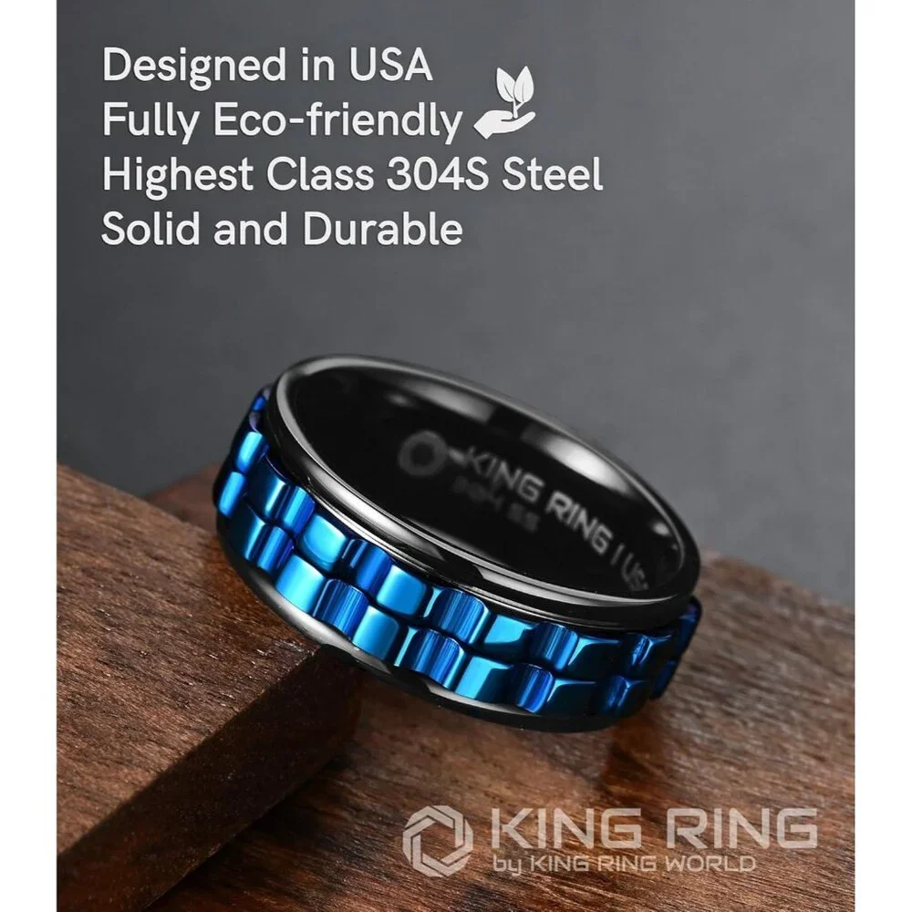 Wide Gear Spinner Rings – Ultra Polished Heavy Fidget Rings for Men & Women