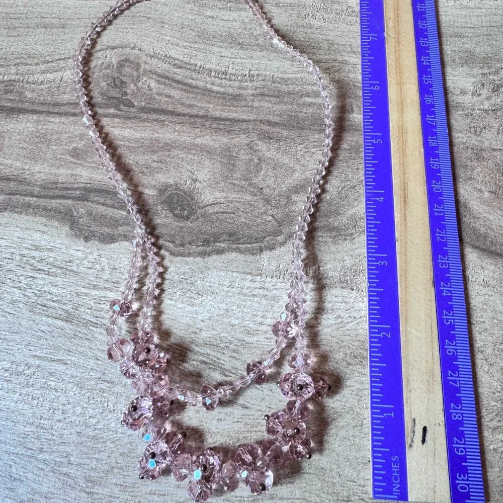 Pink Glass Crystal Chunky Cluster Necklace Baby Pink Soft Pink Coquette Girl