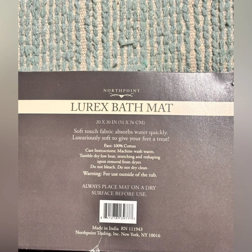 Northpoint Lurex Blue Bath Mat 20” x 30” Brand New With Tags Bed Bath and Beyond