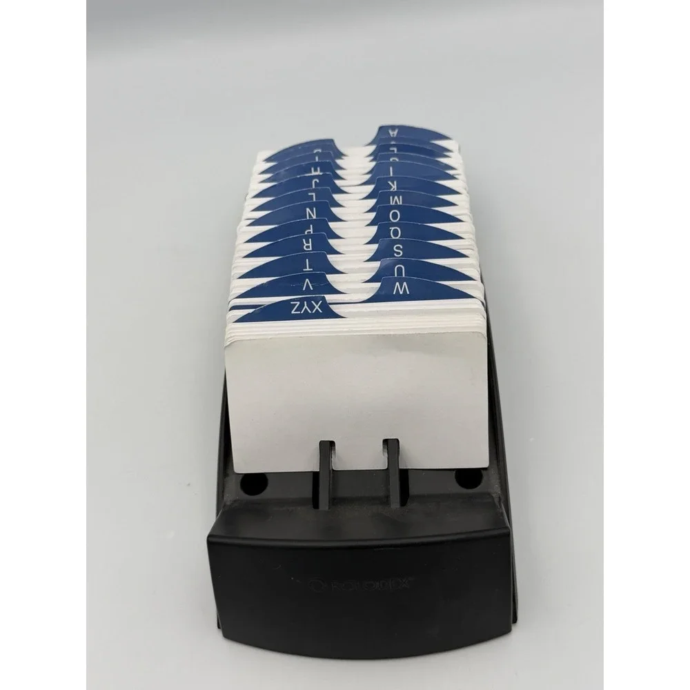 Rolodex Desktop Card File Organizer A-Z Index Blank Cards Office Desk Black