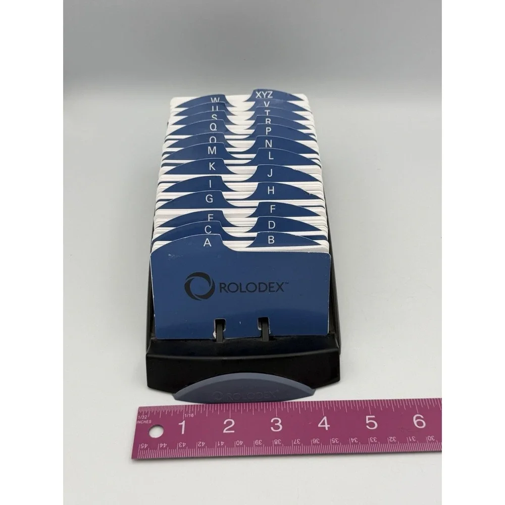 Rolodex Desktop Card File Organizer A-Z Index Blank Cards Office Desk Black