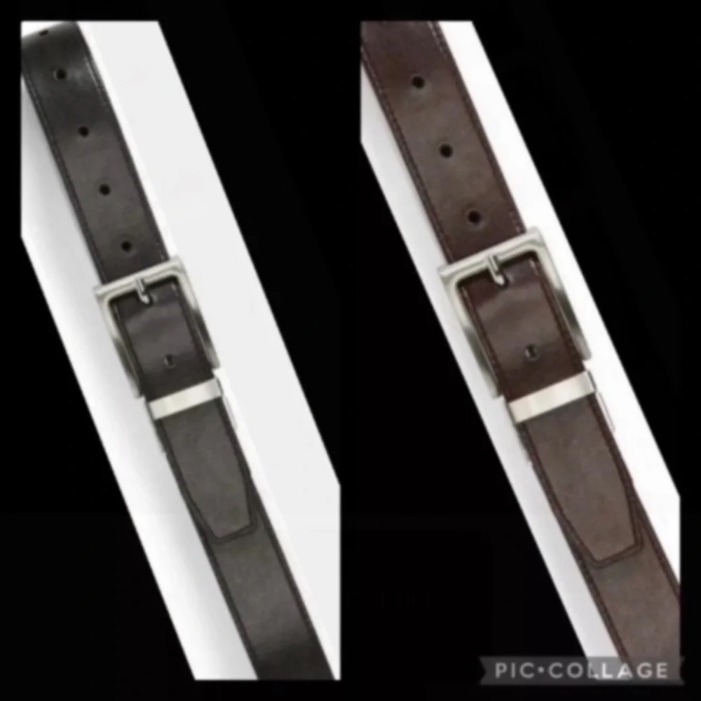 Nordstrom Boy's Kid's Black Brown Faux Leather Reversible Belt US Waist Size 26