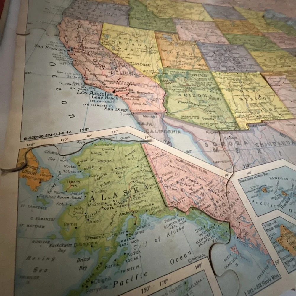 2 Vintage Rand McNally United States & World Map Puzzles  by Selchow‎ & Righter