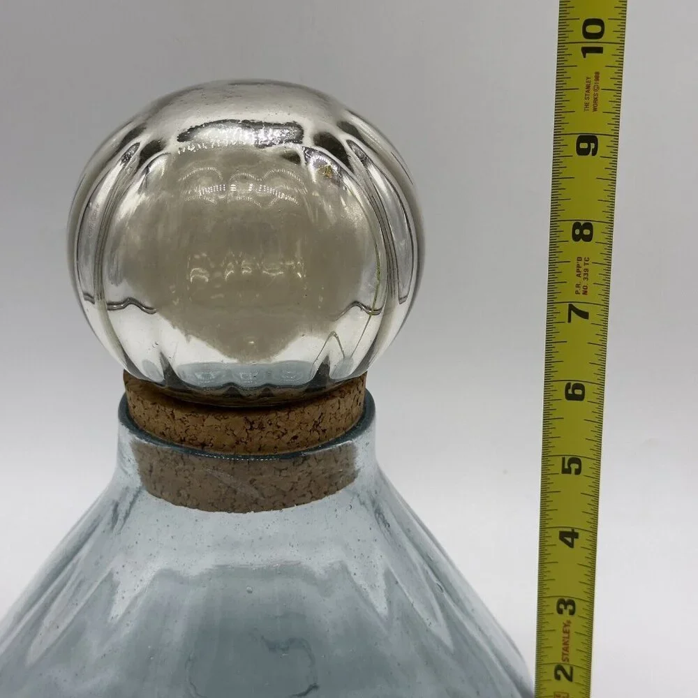 Vtg Mexican Hand Blown Glass Decanter Mercury  Sphere‎ Stopper RARE Cone Shape