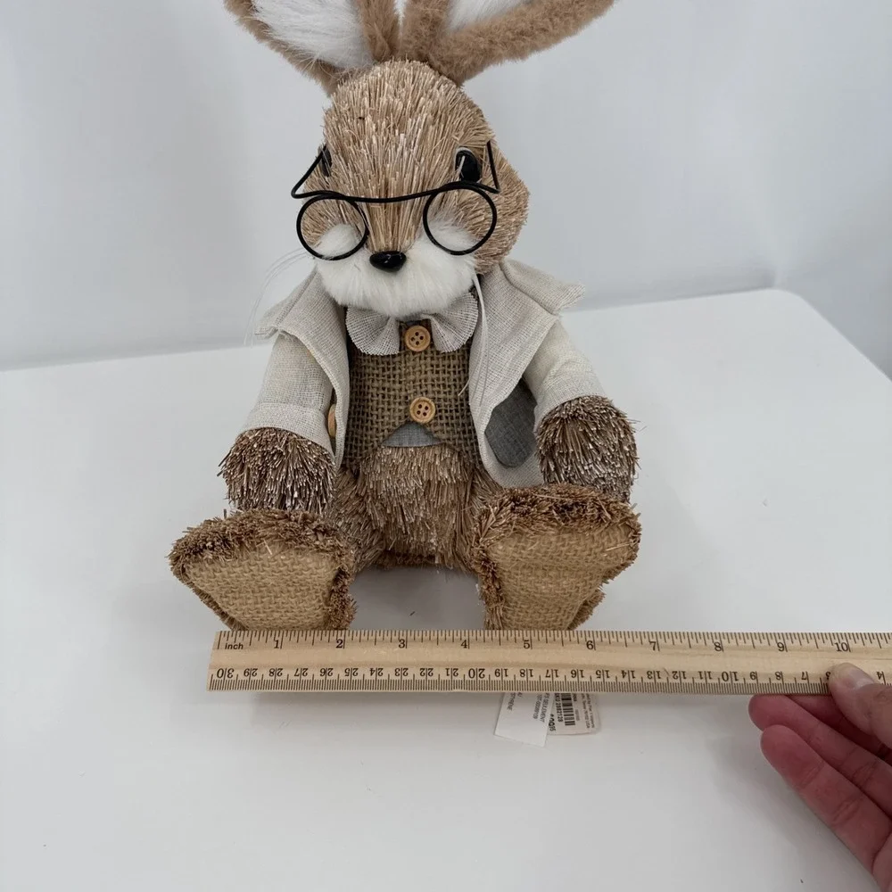 Vintage Pier 1 Sisal Straw Easter Bunny Set Of 2 Dad (new) & Mom Spring Whimsy‎