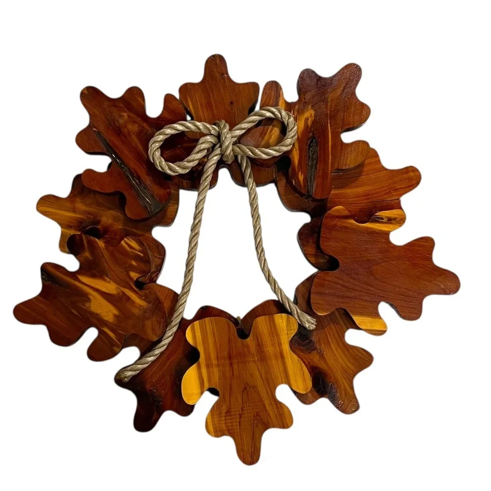 Rustic Wooden Oak Leaf Wreath Wall Decor Cottagecore‎ Farmhouse Holiday