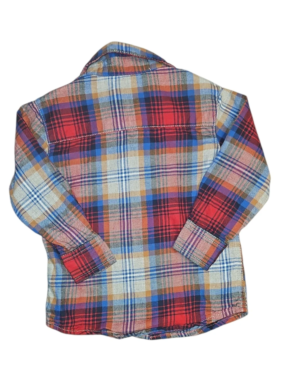Carter's Red, Blue & Gray Plaid Button-Down Shirt 2t
