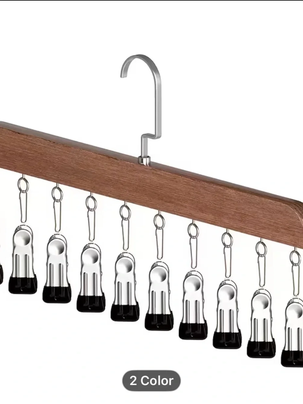 Wooden Multi-Pair Clip Hanger for Socks, Hats & Scarves – Neutral Mix