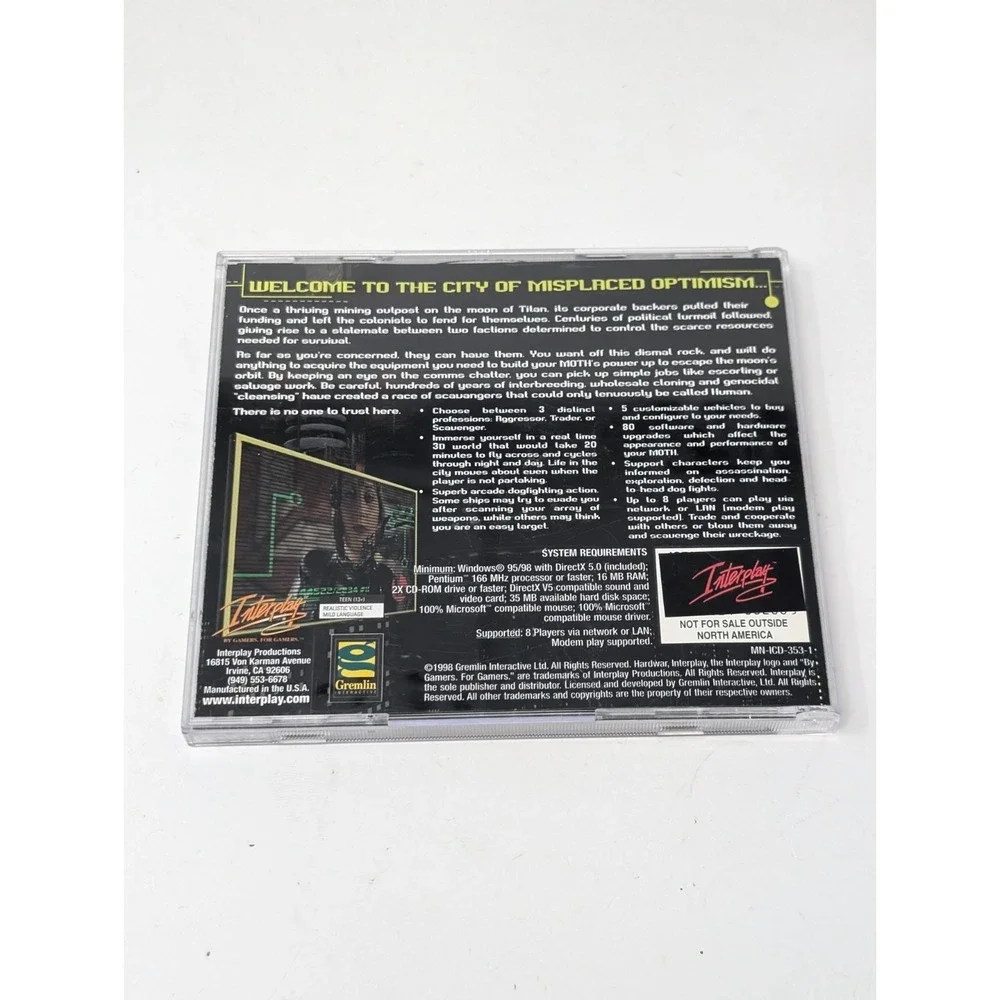 Hardwar The Future is Greedy PC 1998 CD-ROM Windows Video Game Interplay