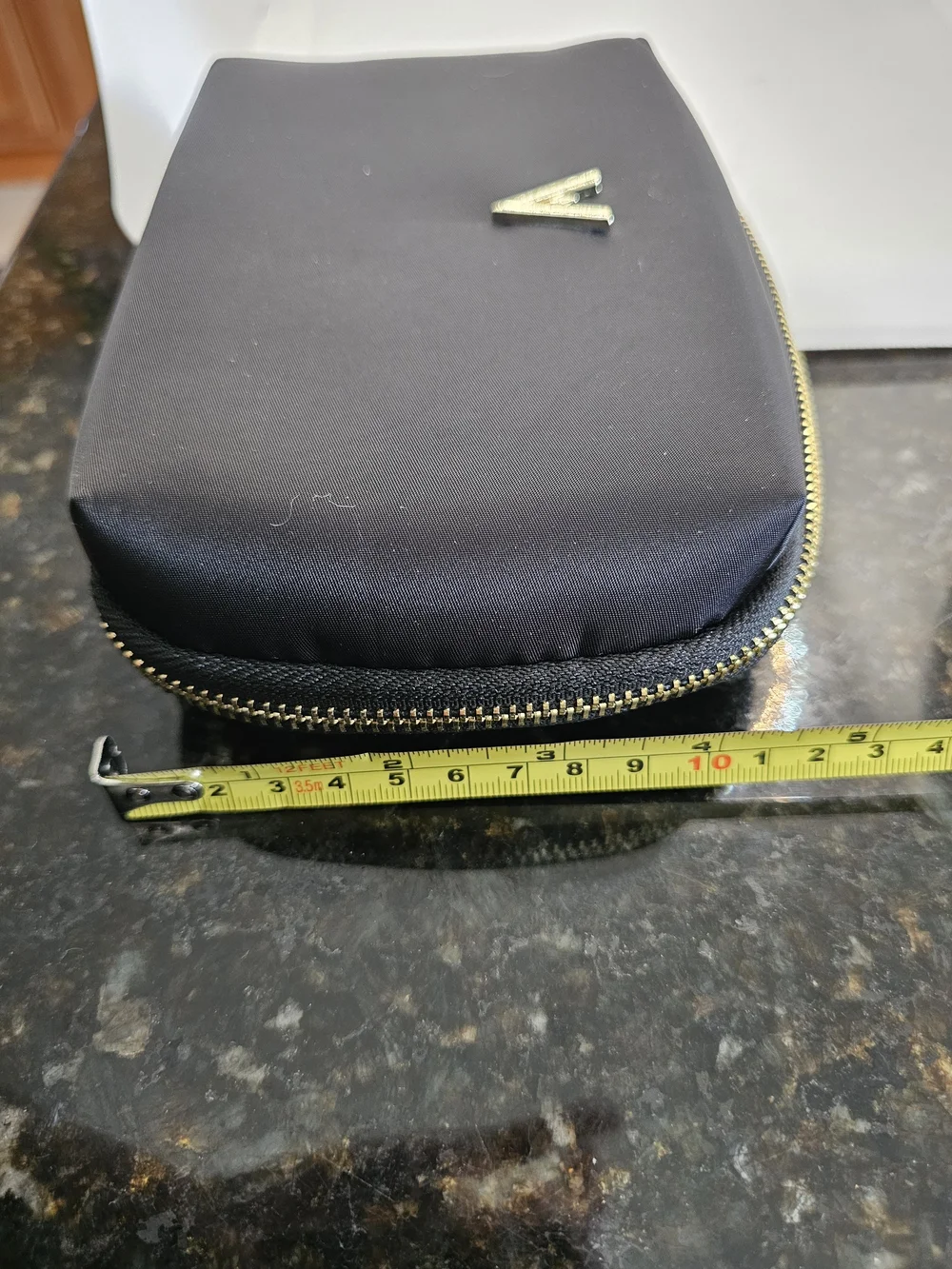 Vanessa Williams Black Cosmetic Pouch with Gold Zip NWT