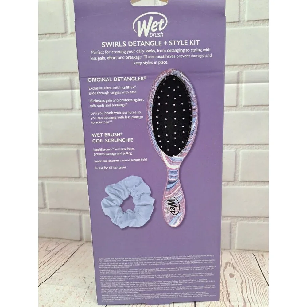 NIB Wet Brush Detangle Plus Style Kit Limited Edition Swirl Style Coil Scrunchie