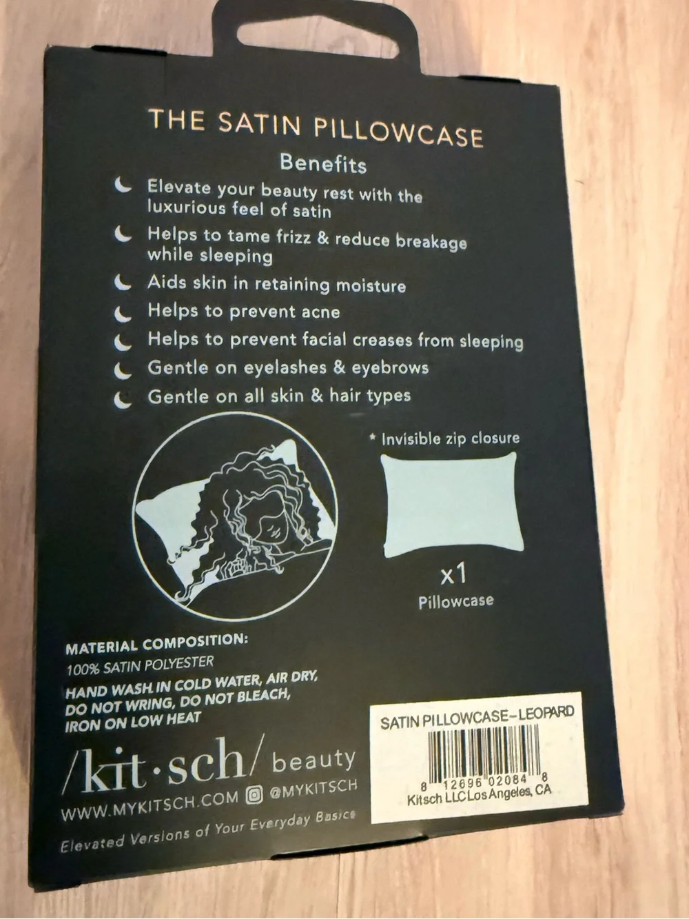 NWT- kitsch Satin Pillowcase in Gold Leopard - Standard