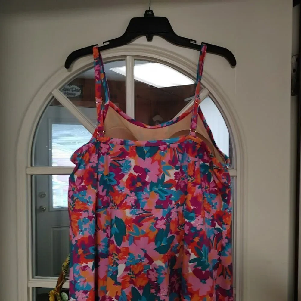 New Swimsuits For All Multi-Color Flower Print Swim Dress Size Women's 18