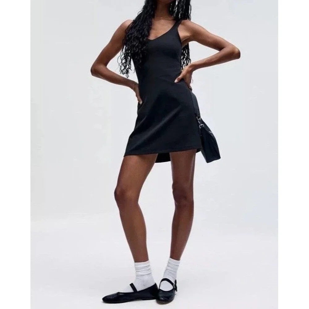 lululemon athletica Black Slim V-Neck Midi Dress
