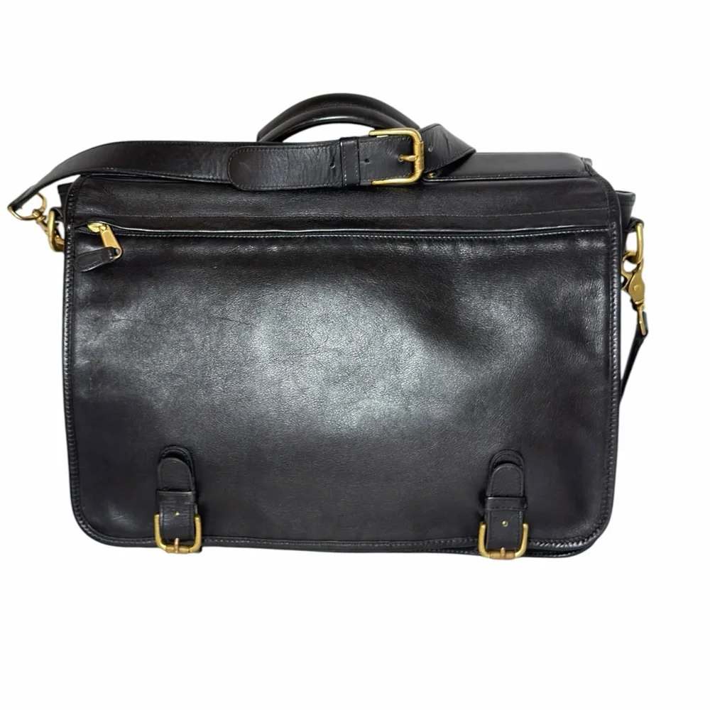 Coach Vintage Briefcase Bag 0514 Black Glove Tanned Leather Top Handle Crossbody