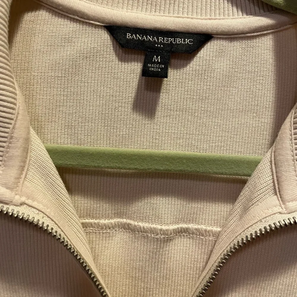 Men’s Banana Republic Cream Ribbed Zip Up Cardigan Jacket M