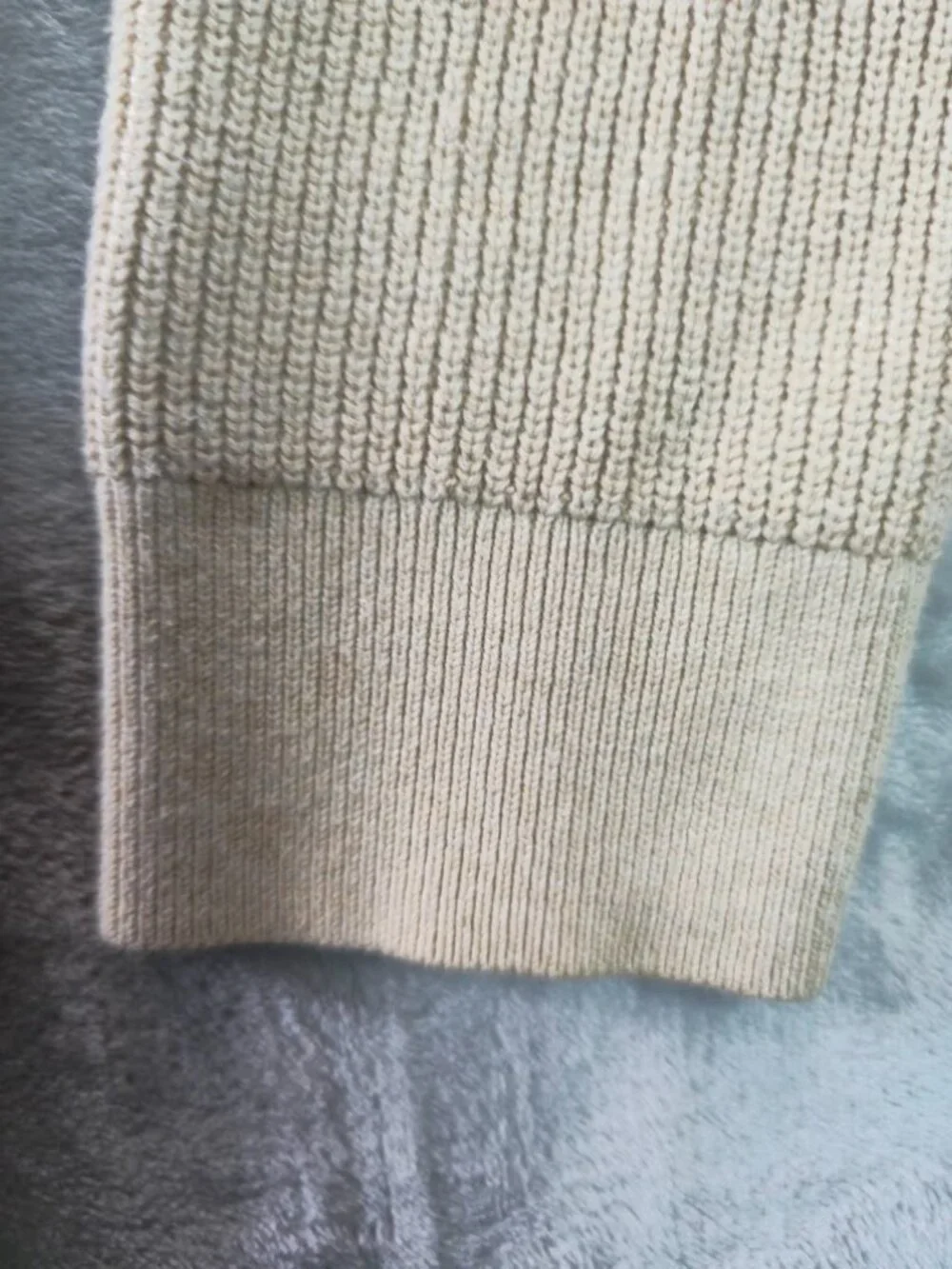 Banana Republic Men's Medium Beige Full Zip Mock Neck Knit Sweater