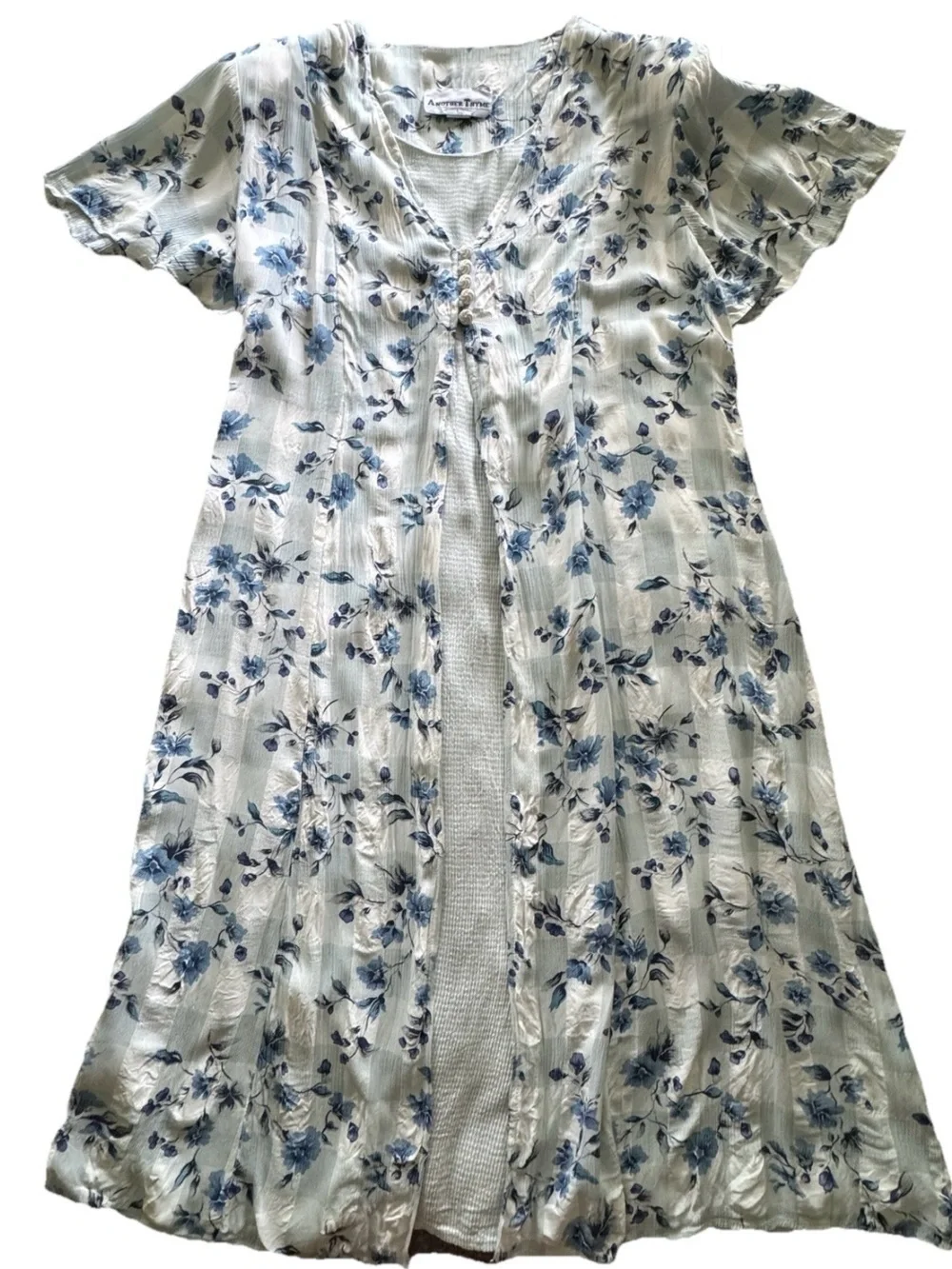 Vintage 90s Floral Maxi Dress 18W Cottagecore Prairie Lace Up Corset Back