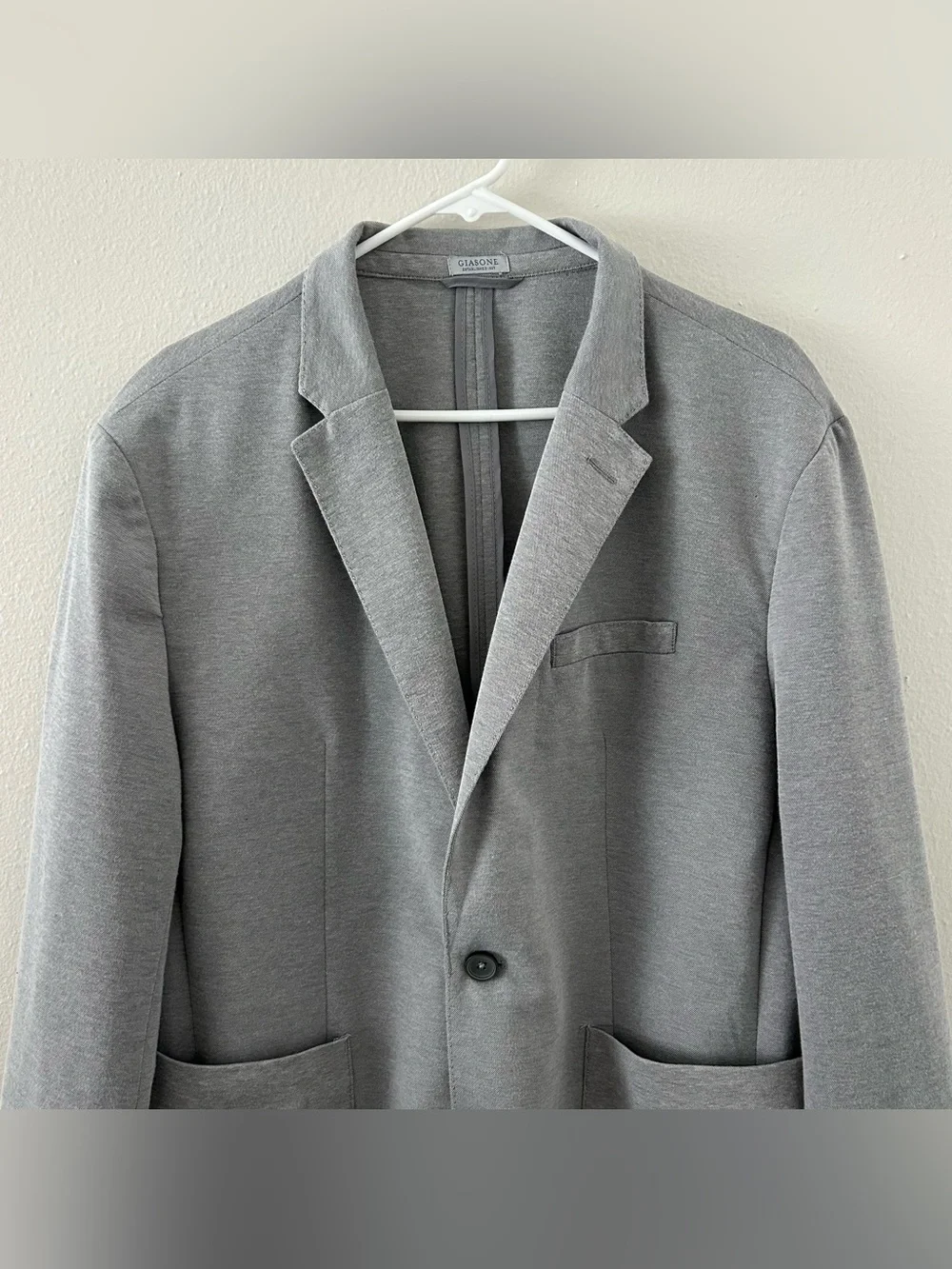 Giasone Blazer Jacket Mens XL Gray Two Button Patch Pocket Unstructured