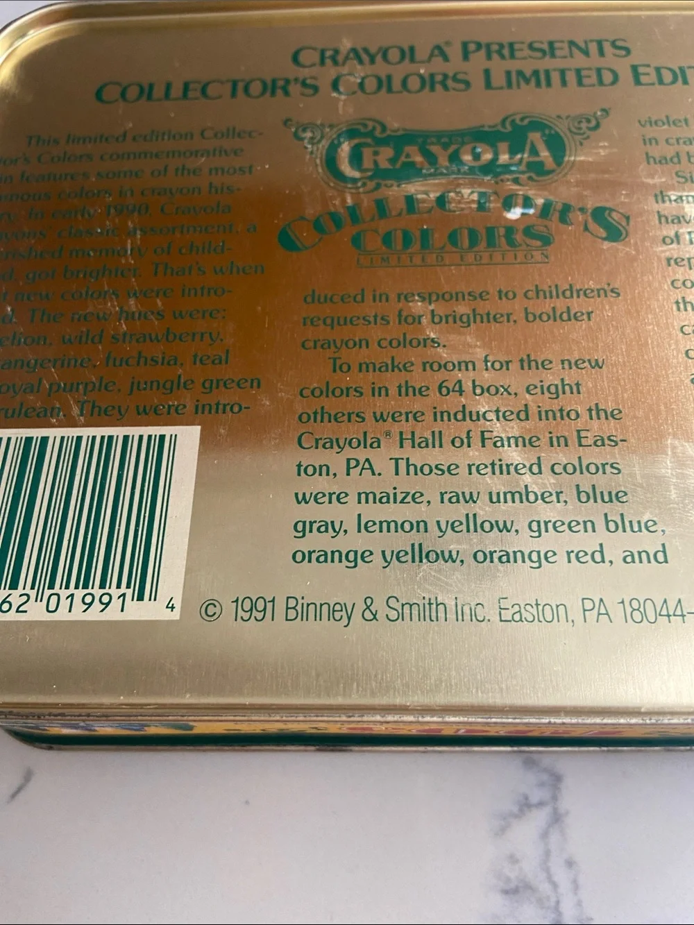 Vintage 1991 Crayola Collector’s Colors Limited Edition Tin
