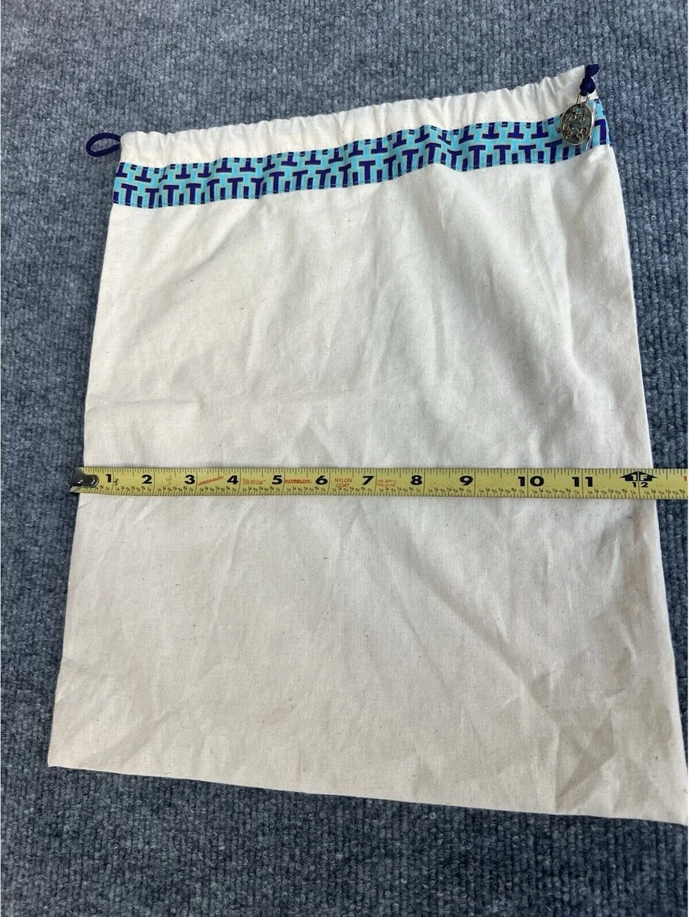 TORY BURCH Dust Bag 12x15 Beige Canvas Drawstring Logo Charm Storage Bag