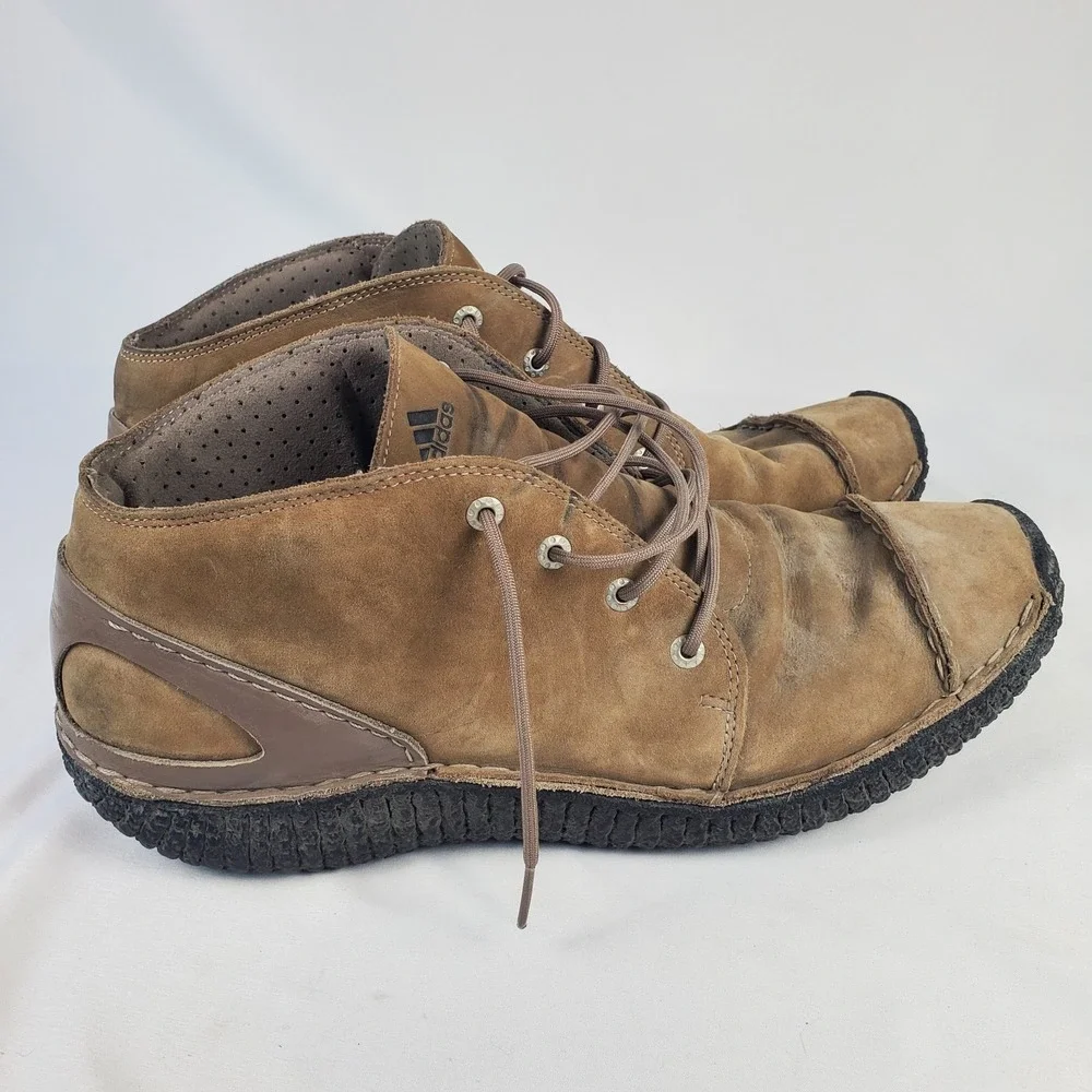 Adidas Anzo Mid Brown Suede Leather Chukka Shoes size US 14 Mens HTF Cabincore
