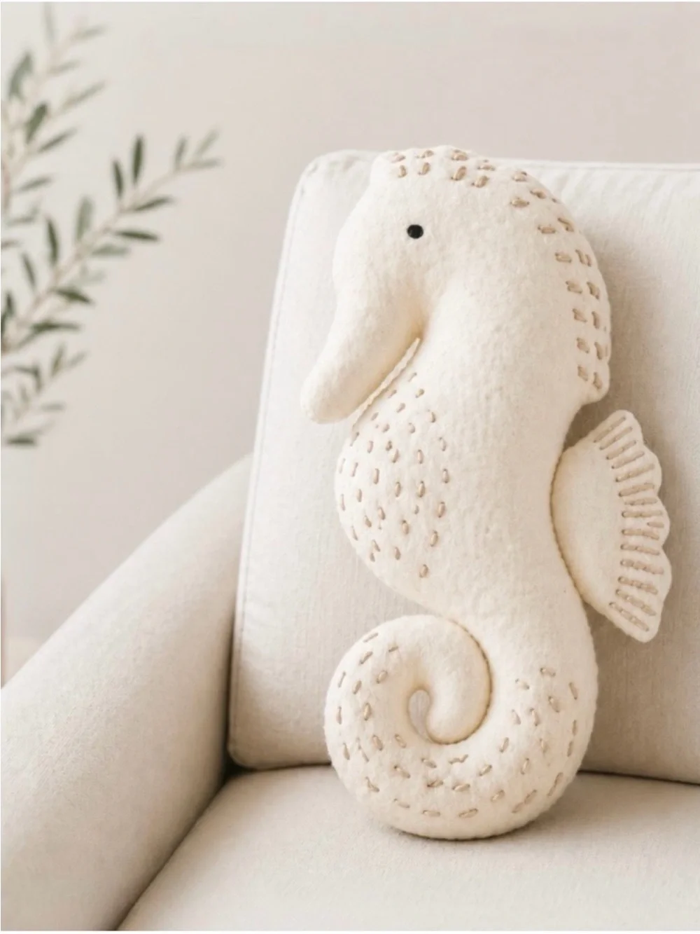 Pottery Barn Seahorse Lumbar Pillow 18x8 Ivory Coastal Decor NWT