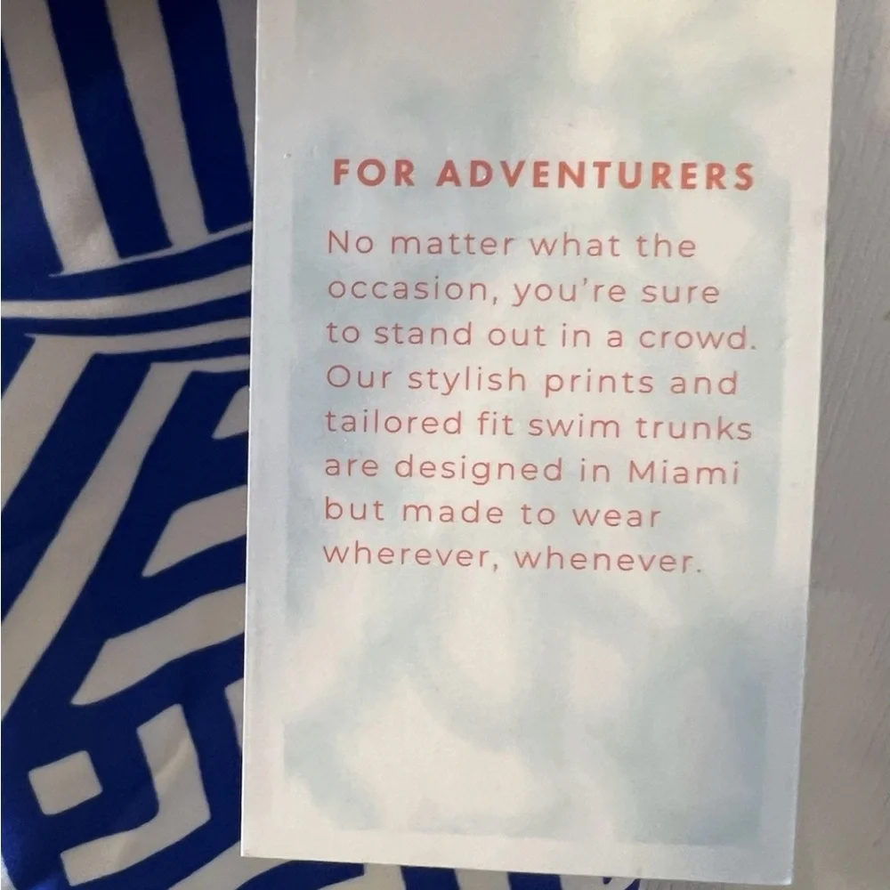 Le Club Blue and White Geometric Swim Shorts Trunks 2XL NWT