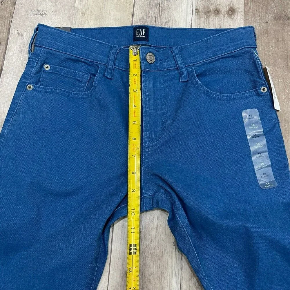 NWT Gap Boys Youth 16 Stretch Skinny Fit Chino Pants‎ Blue Adjustable Waist