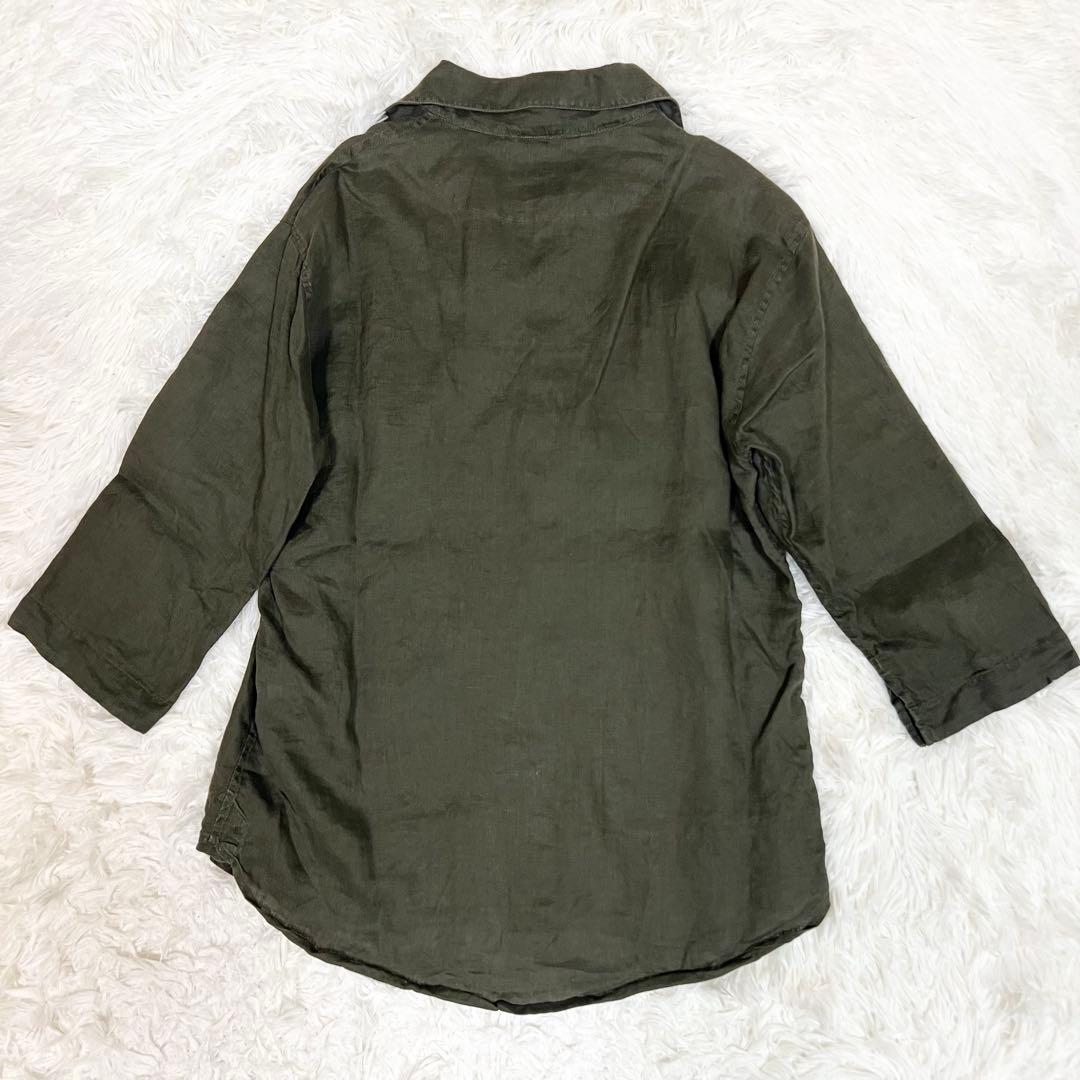 SHIPS Linen Capri Shirt, 3/4 Sleeve, Herdmans, Size S, Khaki